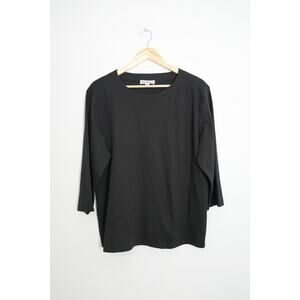 Southern Lady‎ 3/4 Sleeve Top Womens 1X Black Crew Neck Solid Knit Blouse